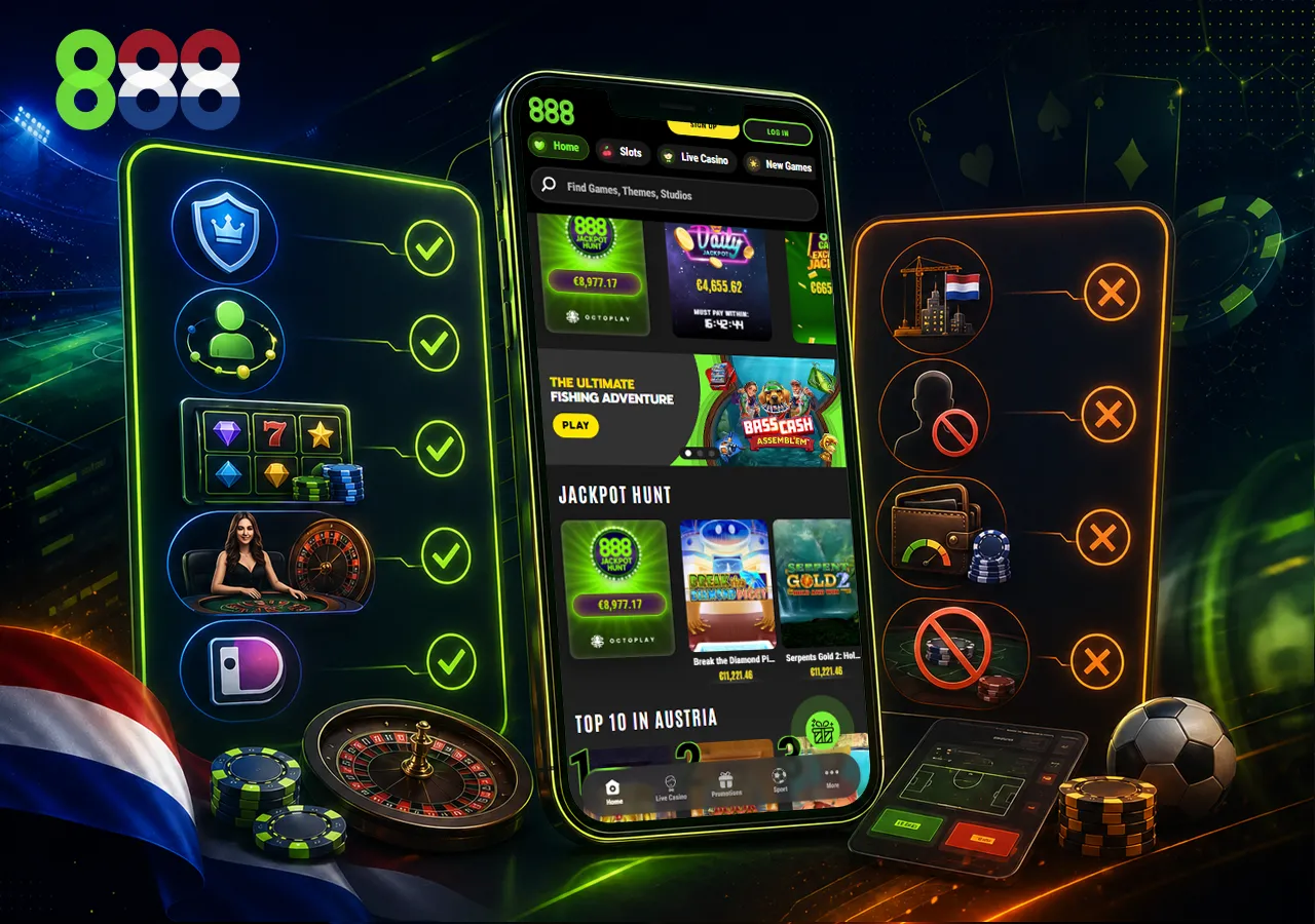 Voor- en nadelen van 888 Casino Nederland met iDEAL, limieten en gameaanbod